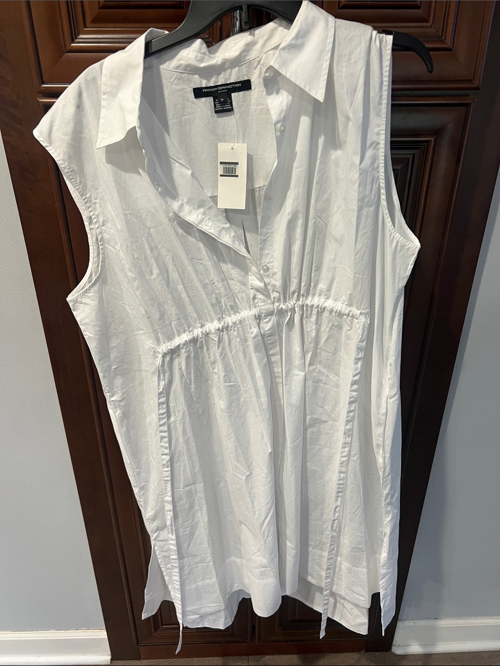 French Connection White Sleeveless Button-Front Tunic